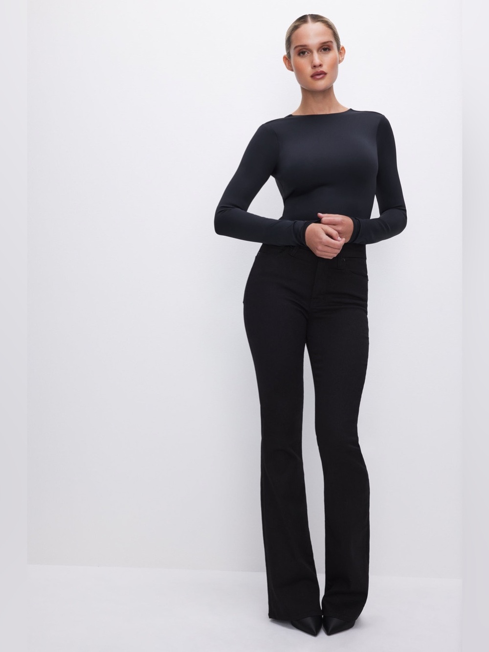 Good American Black Boot-Cut Flare Pants